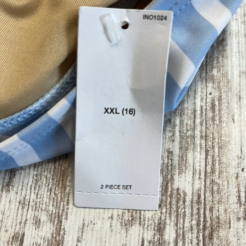 Old Navy NWT Light Blue and White Striped Bikini Bottoms Size XXL